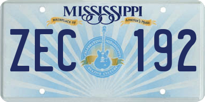 MS license plate ZEC192