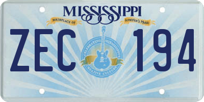 MS license plate ZEC194