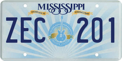 MS license plate ZEC201