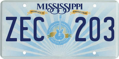 MS license plate ZEC203