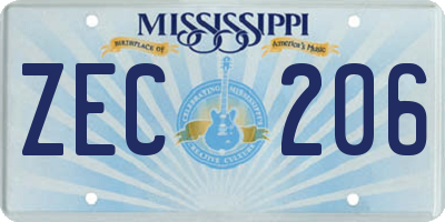 MS license plate ZEC206
