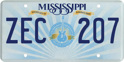 MS license plate ZEC207