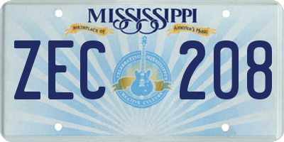 MS license plate ZEC208