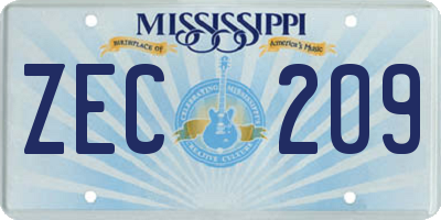 MS license plate ZEC209