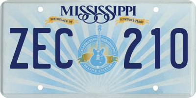 MS license plate ZEC210