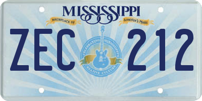 MS license plate ZEC212