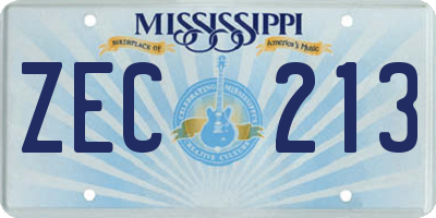 MS license plate ZEC213