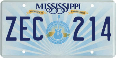MS license plate ZEC214