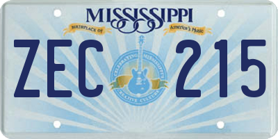 MS license plate ZEC215