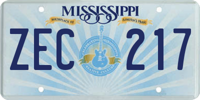MS license plate ZEC217