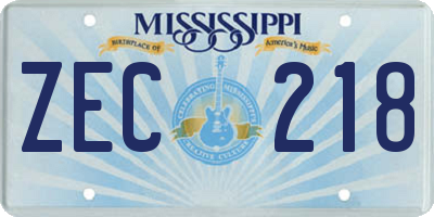 MS license plate ZEC218