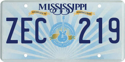 MS license plate ZEC219