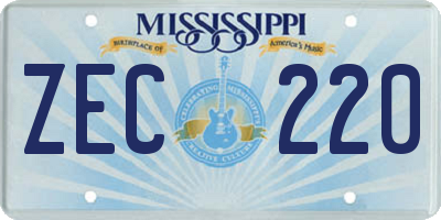 MS license plate ZEC220