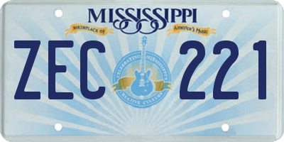 MS license plate ZEC221