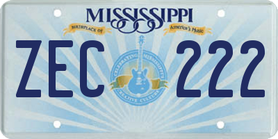 MS license plate ZEC222