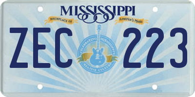 MS license plate ZEC223