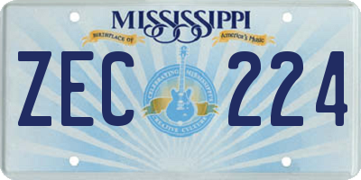 MS license plate ZEC224