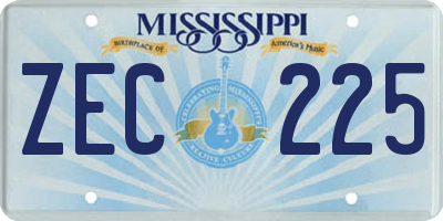 MS license plate ZEC225