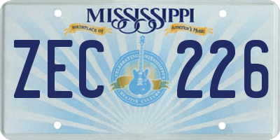 MS license plate ZEC226