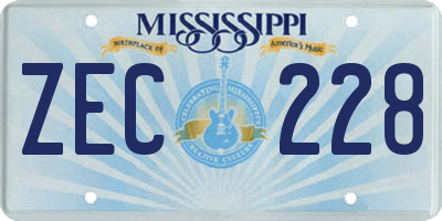 MS license plate ZEC228