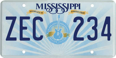 MS license plate ZEC234