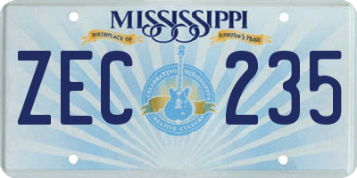 MS license plate ZEC235