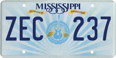 MS license plate ZEC237