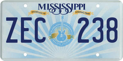 MS license plate ZEC238
