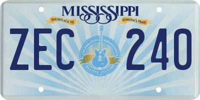 MS license plate ZEC240