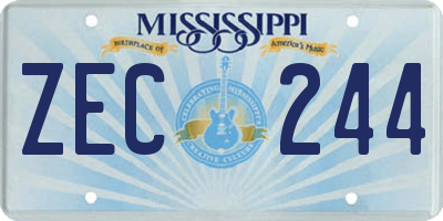 MS license plate ZEC244