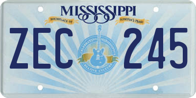MS license plate ZEC245