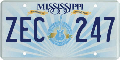 MS license plate ZEC247
