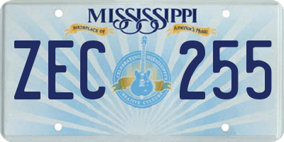 MS license plate ZEC255
