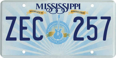 MS license plate ZEC257