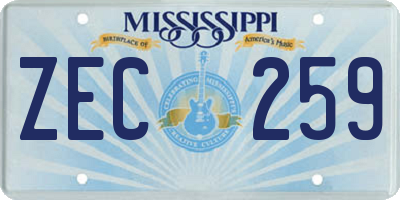 MS license plate ZEC259