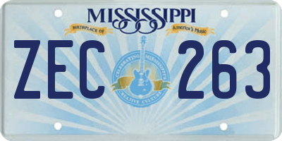 MS license plate ZEC263
