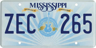 MS license plate ZEC265