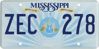 MS license plate ZEC278