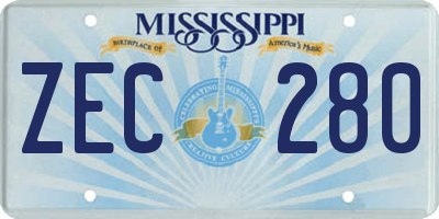 MS license plate ZEC280