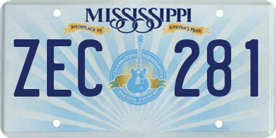 MS license plate ZEC281