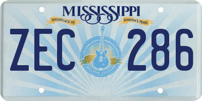 MS license plate ZEC286