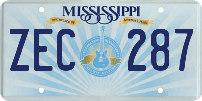MS license plate ZEC287