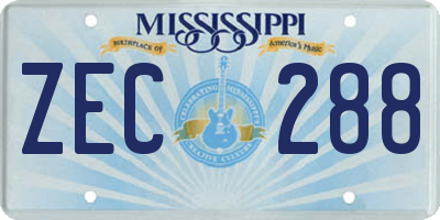 MS license plate ZEC288