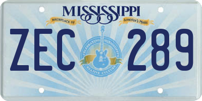 MS license plate ZEC289