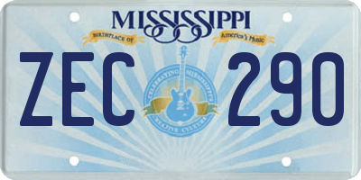 MS license plate ZEC290