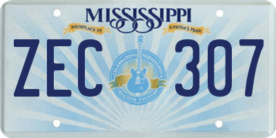 MS license plate ZEC307