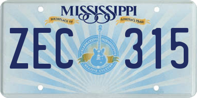 MS license plate ZEC315