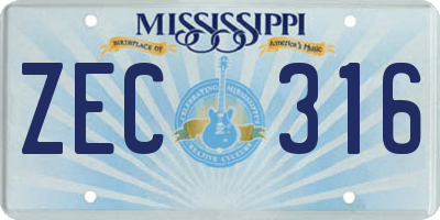 MS license plate ZEC316