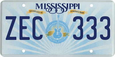 MS license plate ZEC333