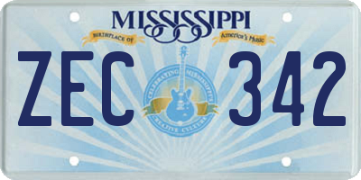 MS license plate ZEC342